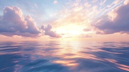 Naklejka premium Tranquil Sunset over Serene Ocean Waters: A Breathtaking View