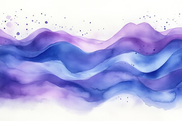Fototapeta premium Abstract purple blue watercolor waves background.