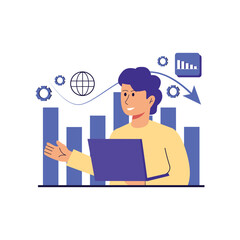 Illustration of Businessman Presenting Data Analysis