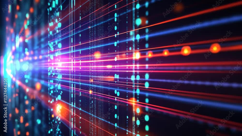 Poster an video featuring an abstract background filled with vibrant lights and dots, abstract display of f