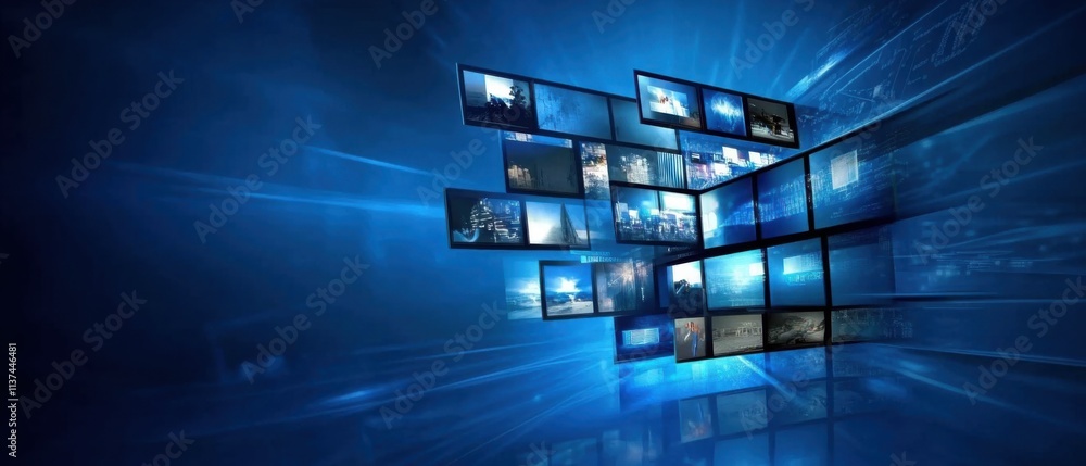 Poster dynamic digital screens displaying diverse video content and images