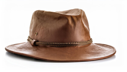 Leather bush hat isolated on white