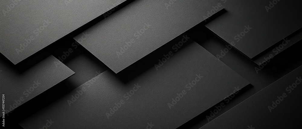 Poster abstract black geometric shapes overlapping background texture