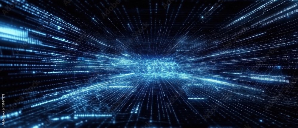Poster abstract digital data stream: futuristic technology background image