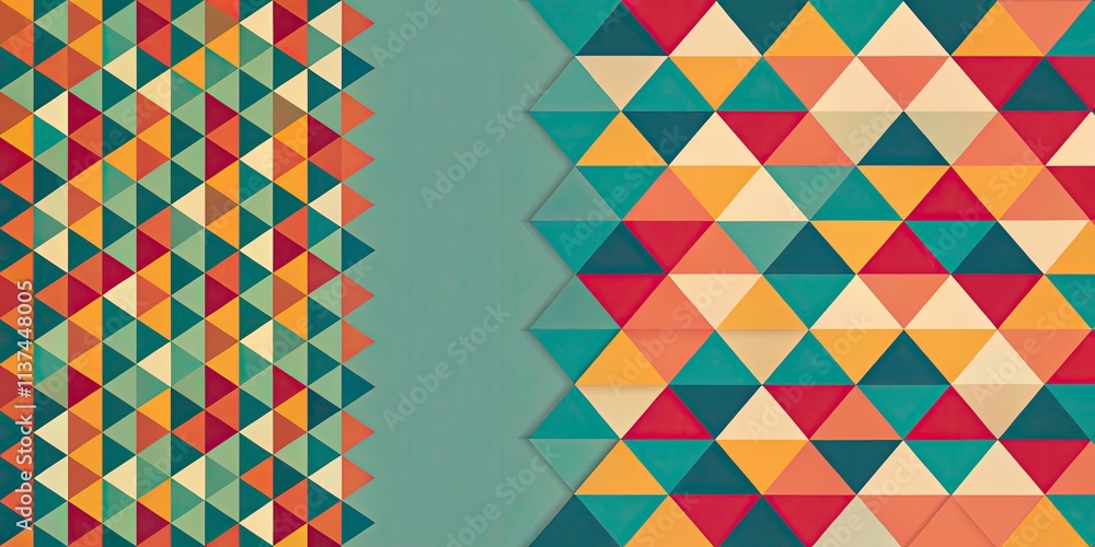 Poster geometric abstract pattern with retro color palette for modern interiors and design projects