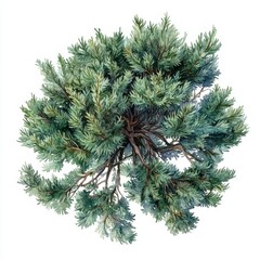 Monterey Cypress Tree Watercolor Illustration on White Background, ideal for gardening, landscaping, and nature-themed designs Generative AI