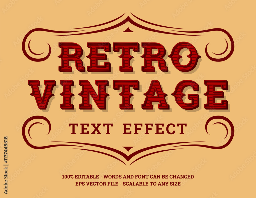 Poster red vintage editable 3d text effect. retro text effect in wild west style.