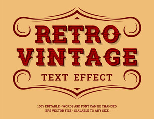 Red vintage Editable 3d text effect. Retro text effect in wild west style.
