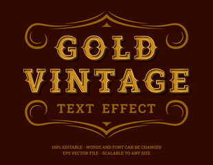 Gold vintage Editable 3d text effect. Retro text effect in wild west style.
