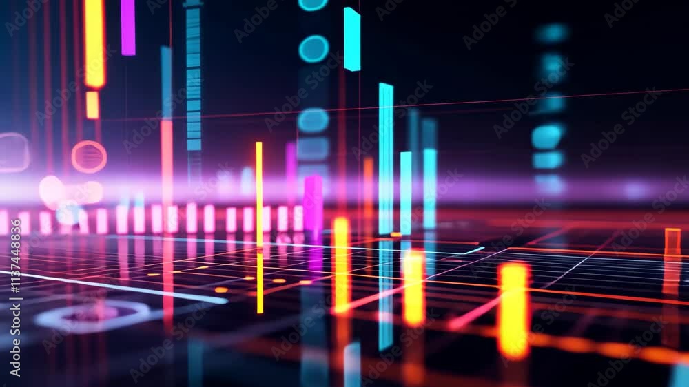 Poster an energetic composition featuring vibrant lines and dots in an abstract arrangement, abstract graph