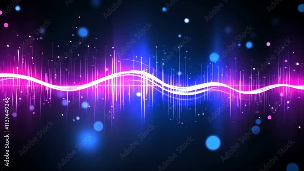 Aufkleber vibrant abstract wave design with colorful light particles on a dark background.