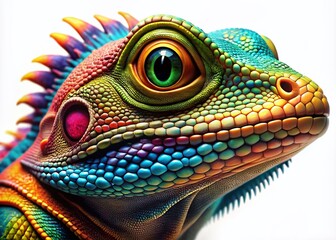 Fototapeta premium Colorful Lizard Cartoon Illustration, Panoramic AI Generated Image, Whimsical Reptile Art