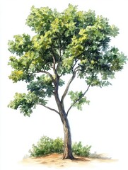 Obraz premium American Elm Tree Isometric View Watercolor Illustration for Architectural and Botanical Designs Generative AI