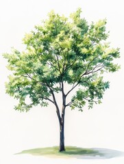 Obraz premium American Elm Tree Isometric View Watercolor Illustration for Landscape Design and Architecture Generative AI