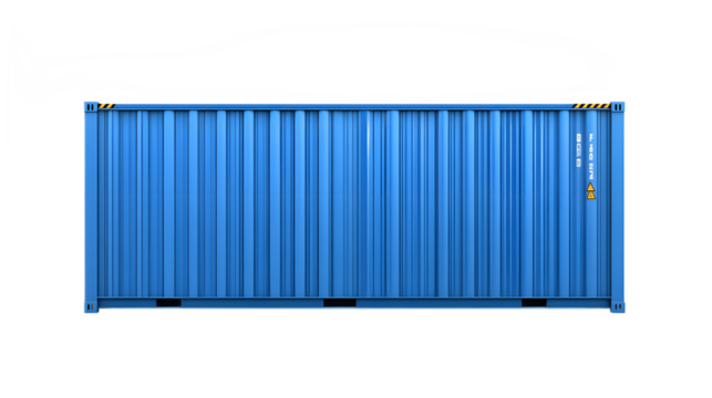 Blue cargo container on a transparent background. isolated background.