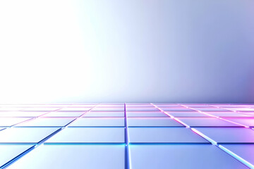 Abstract digital background with colorful geometric tiles and soft lighting effects.