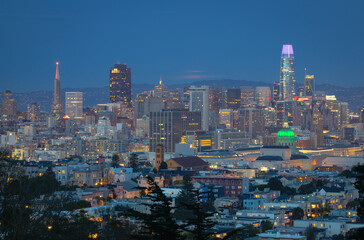 Obraz premium San Francisco City Skyline at Night, California