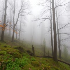 Naklejka premium Misty Morning in the Forest