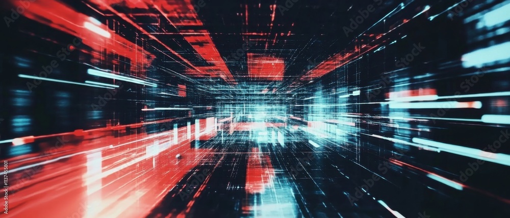 Poster abstract digital data stream: futuristic technology background image