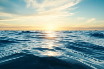 Fototapeta premium Serene Ocean View with Calm Waves at Sunset