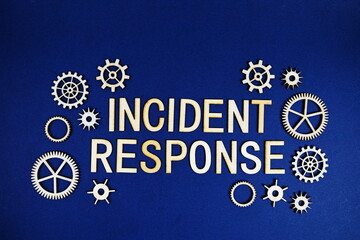 Incident Response alphabet letters with gears element on navy blue background