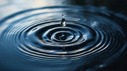 Raindrop Creating Ripples in a Puddle, Close-up Generative AI