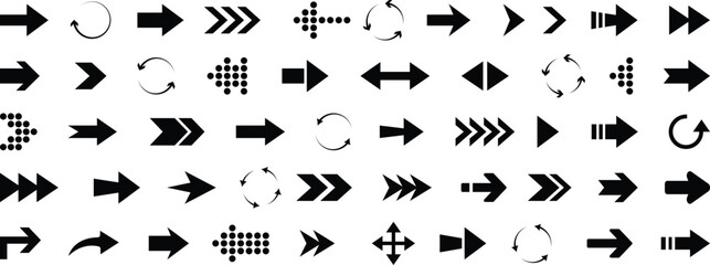 Arrow icon set. Arrows vector collection. Arrow. Black arrows icons. Cursor. Different arrow signs. Direction symbols