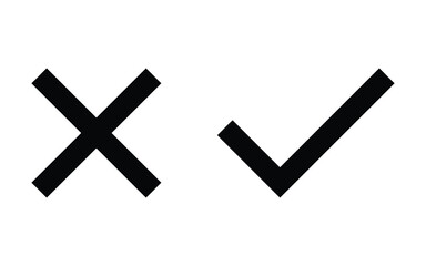 check mark and cross, tick icon vector symbol 