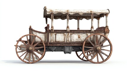 Fototapeta premium A vintage horse-drawn carriage on a white background.