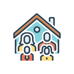 Color illustration icon for family house