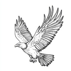 Soaring Eagle Line Art: A majestic eagle in mid-flight, captured in a graceful line art illustration that evokes freedom and power.  