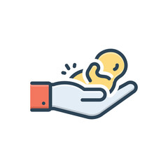 Color illustration icon for caring