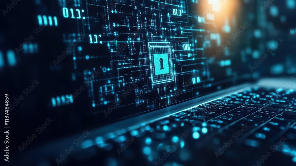 Aufkleber Machine learning enhancing cryptographic algorithms for secure communication side view focusing on data encryption digital binary as object Monochromatic Color Scheme