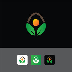 Egg Logo Design,leaf and eggs logo with gradien color