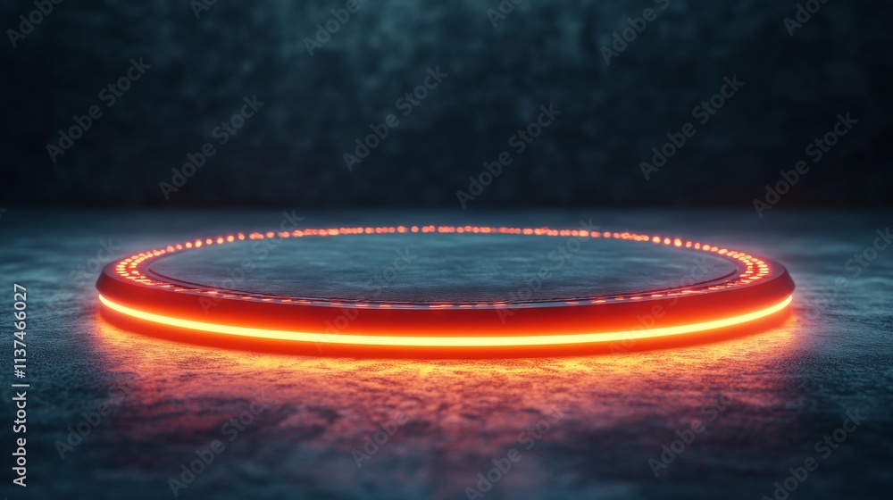 Aufkleber glowing circular platform with a dark textured background.