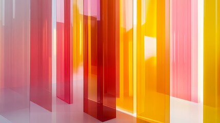Abstract composition of colorful translucent panels creating a vibrant visual effect.