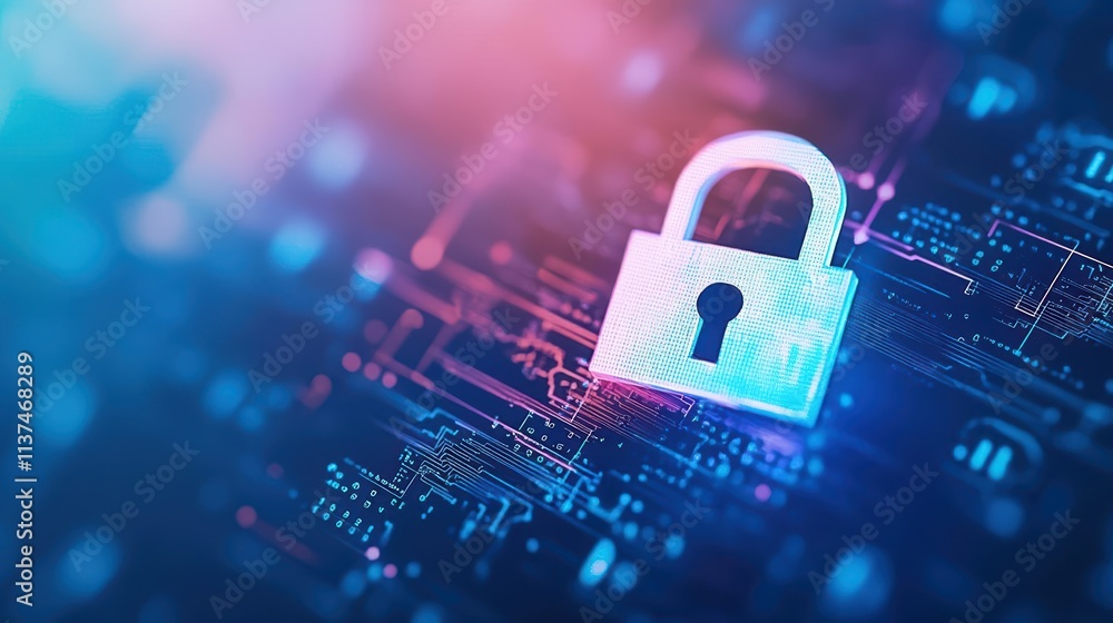 Poster AI defending critical digital infrastructures against ransomware attacks top view emphasizing active threat management futuristic tone Colored Pastel