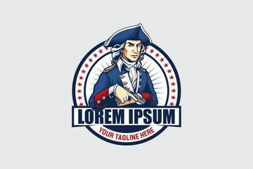 Patriot mascot cartoon character vector logo template