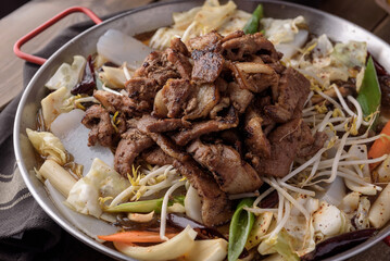 grilled pork with vegetables