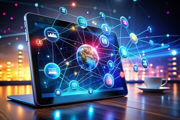 Digital Network, Online Connection, User Interface, Global Network, Data Network, Internet Connection, Web Network, Cloud Computing, Communication Network, Networking Technology,