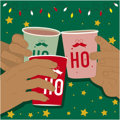 hands-holding-paper-cup-Christmas-party-star