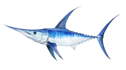 Naklejka premium blue marlin fish isolated on white background 