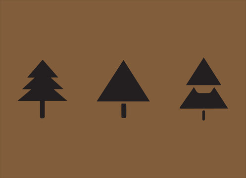 Christmas tree icon. Flat design style modern vector illustration. Fir Tree icons set isolated on brone background.