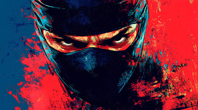 ancient ninja face that looks angry and very scary