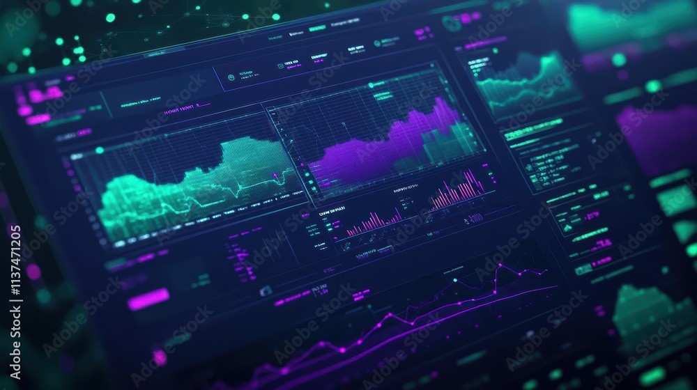 Aufkleber a dynamic ecommerce platform dashboard showcasing sales spikes, glowing graphs, and digital metrics,