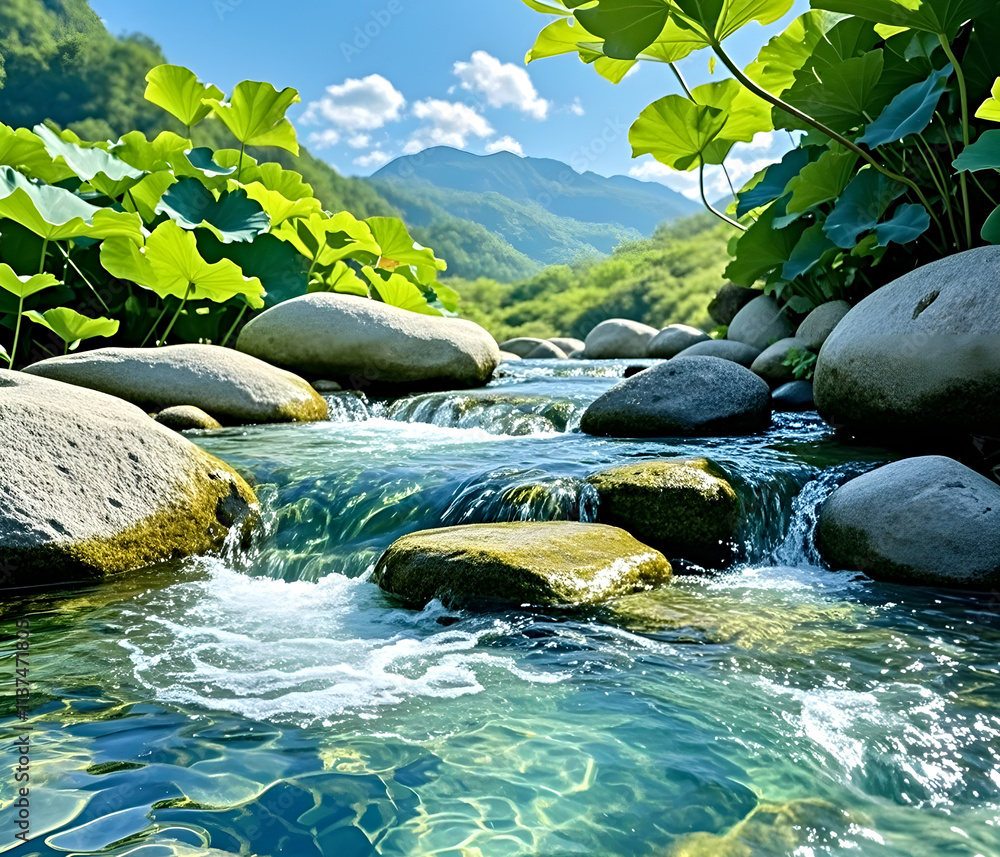 Wall mural mountain river in the forest