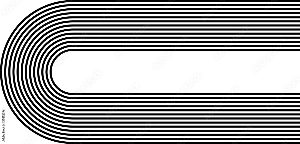 Poster abstract black and white striped pattern of parallel curved lines. design element for printing, adve