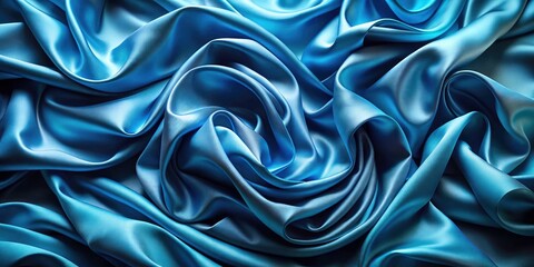 Fototapeta premium Vintage Style Abstract Wavy Background with Flowing Blue Silk Texture for Modern Design, Elegant Blue Waves, Textured Silk, Abstract Art, Vintage Photography, Modern Aesthetics