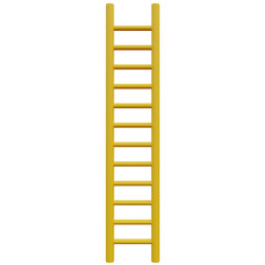The yellow ladder icon has a linear design. Ideal for use in business construction graphics, 3D illustrations.