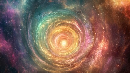 Obraz premium Twisting Cosmic Tunnel with Glowing Neon Layers